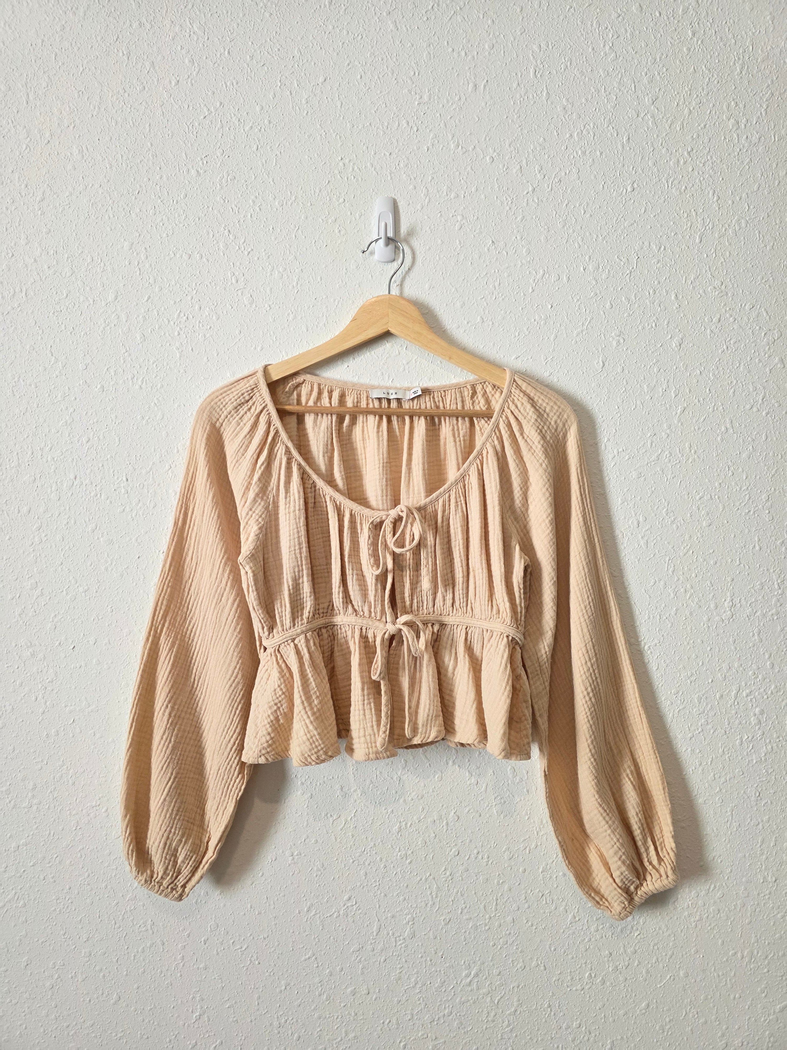 Cotton Gauze Tie Front Top (S)