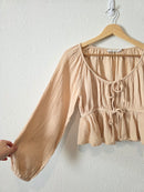Cotton Gauze Tie Front Top (S)