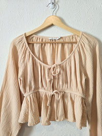 Cotton Gauze Tie Front Top (S)