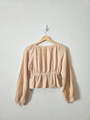 Cotton Gauze Tie Front Top (S)