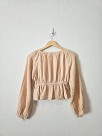 Cotton Gauze Tie Front Top (S)