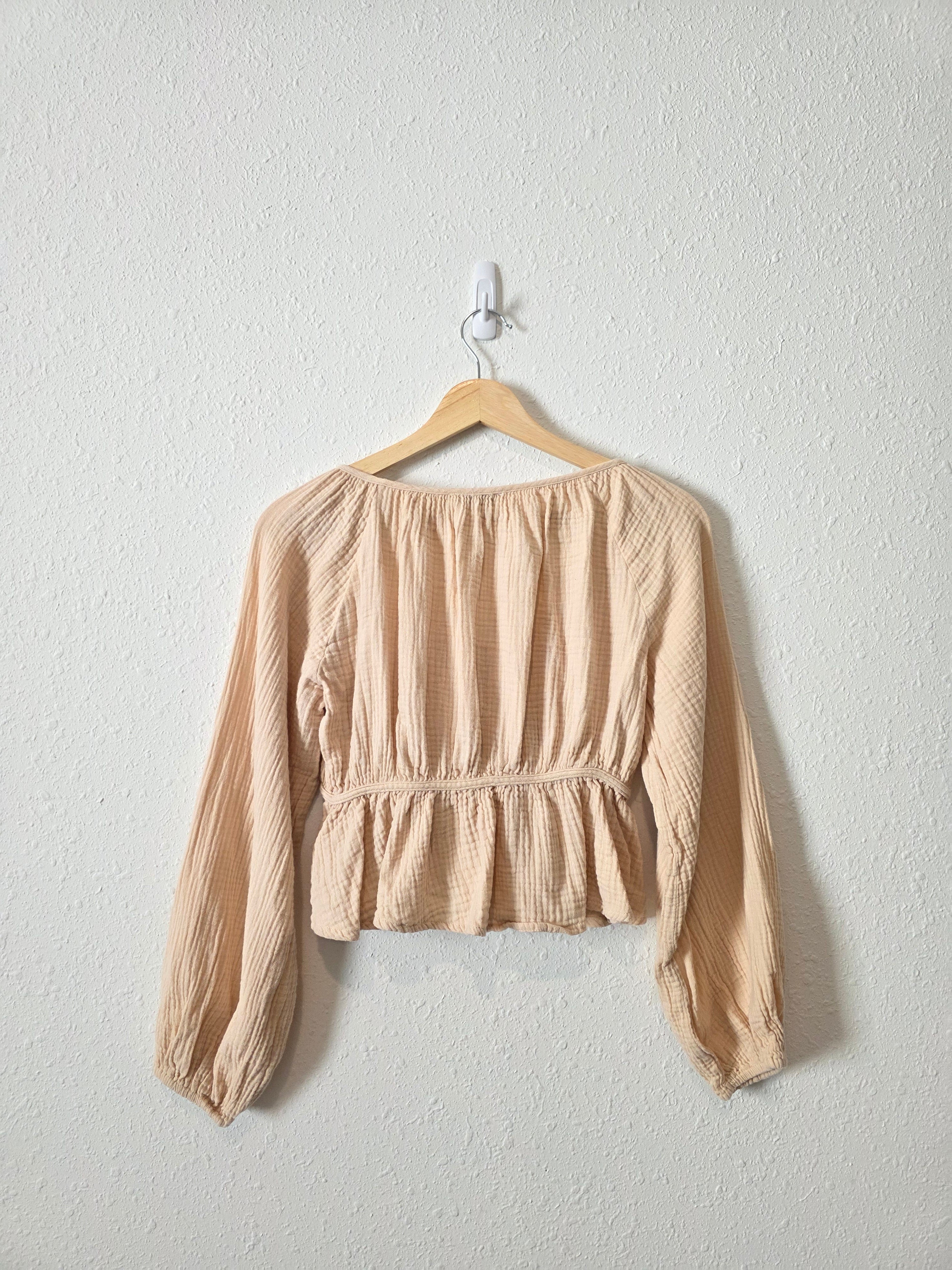 Cotton Gauze Tie Front Top (S)