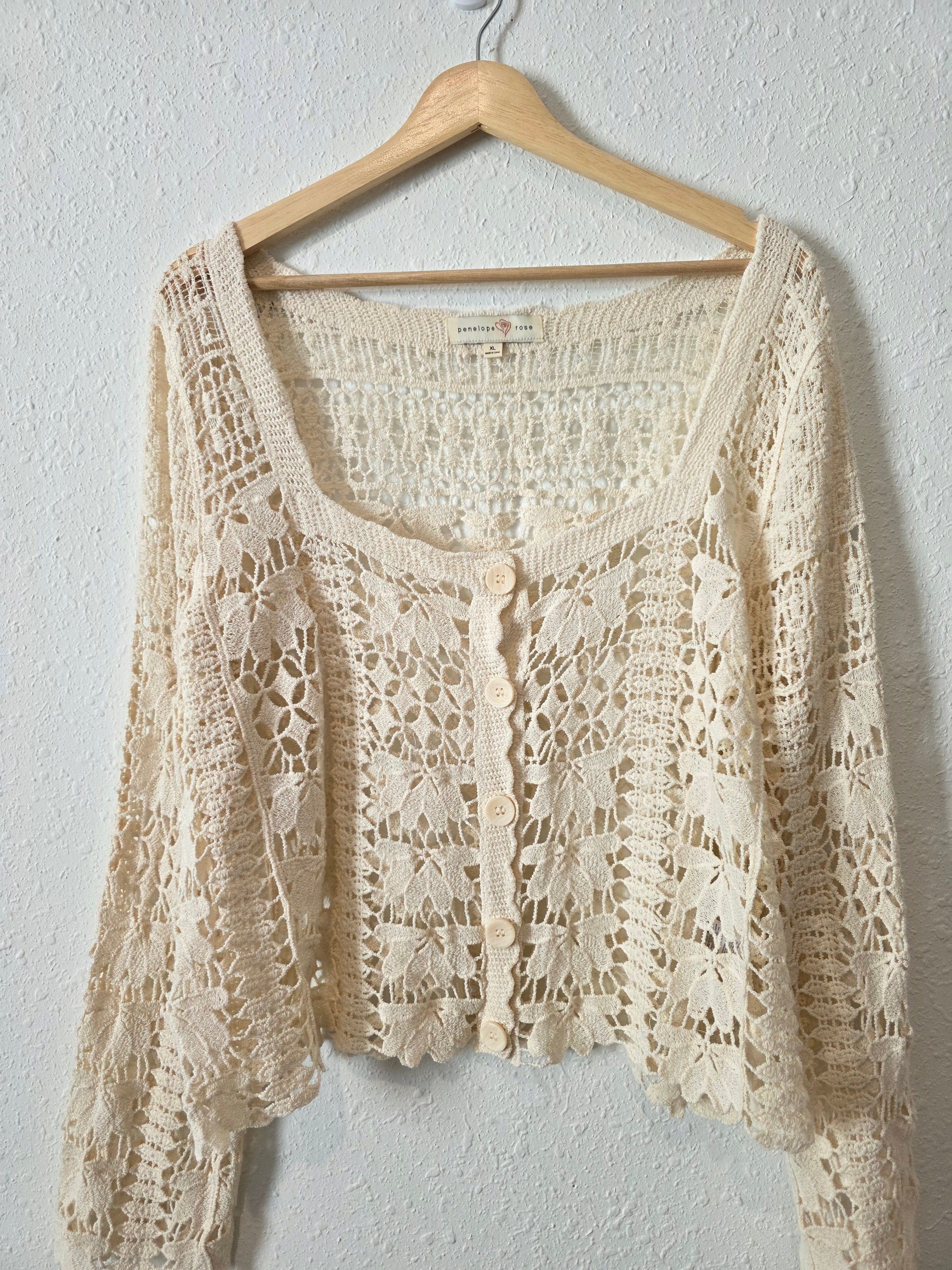 Crochet Squareneck Cardigan (XL)