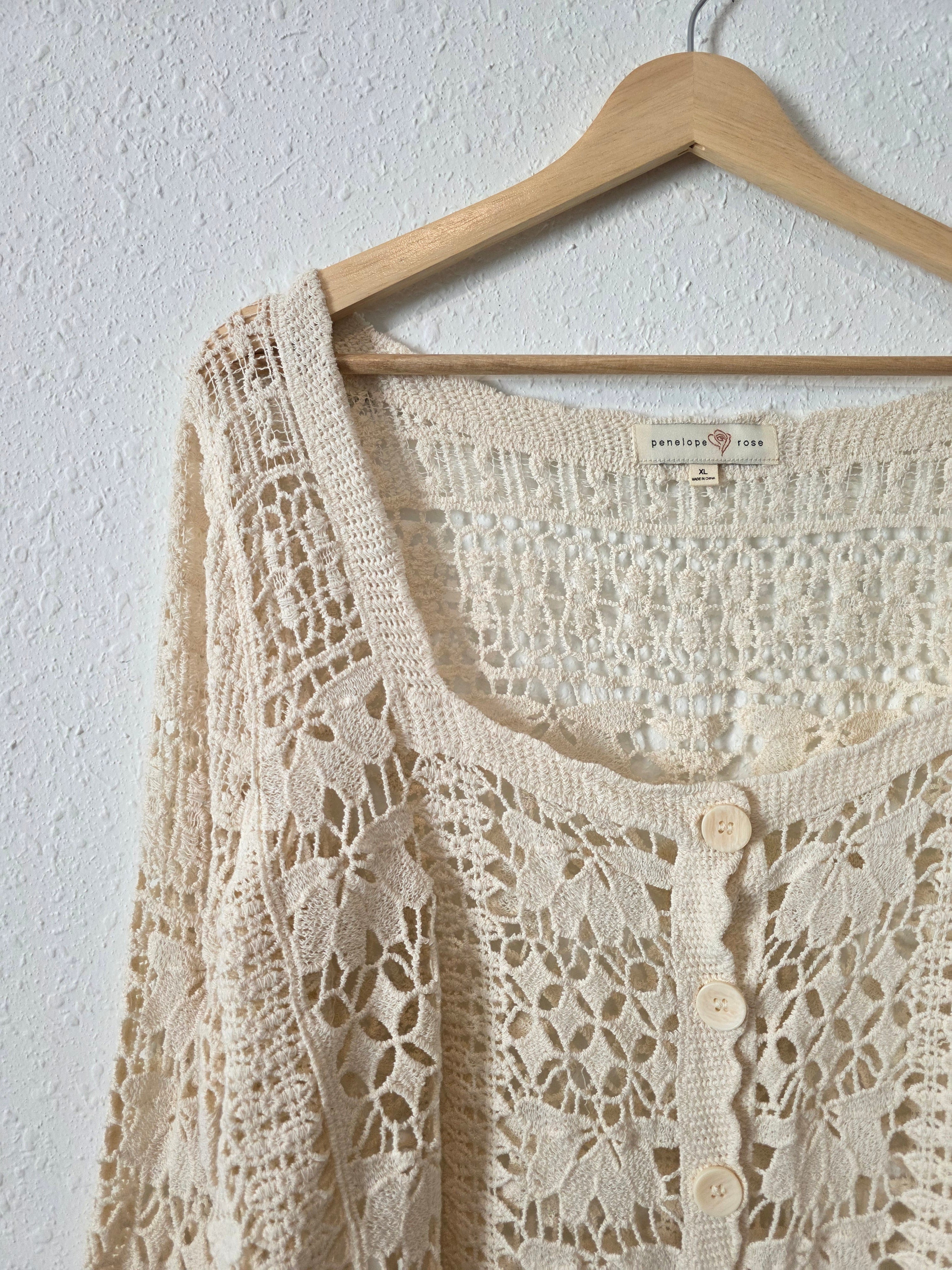 Crochet Squareneck Cardigan (XL)