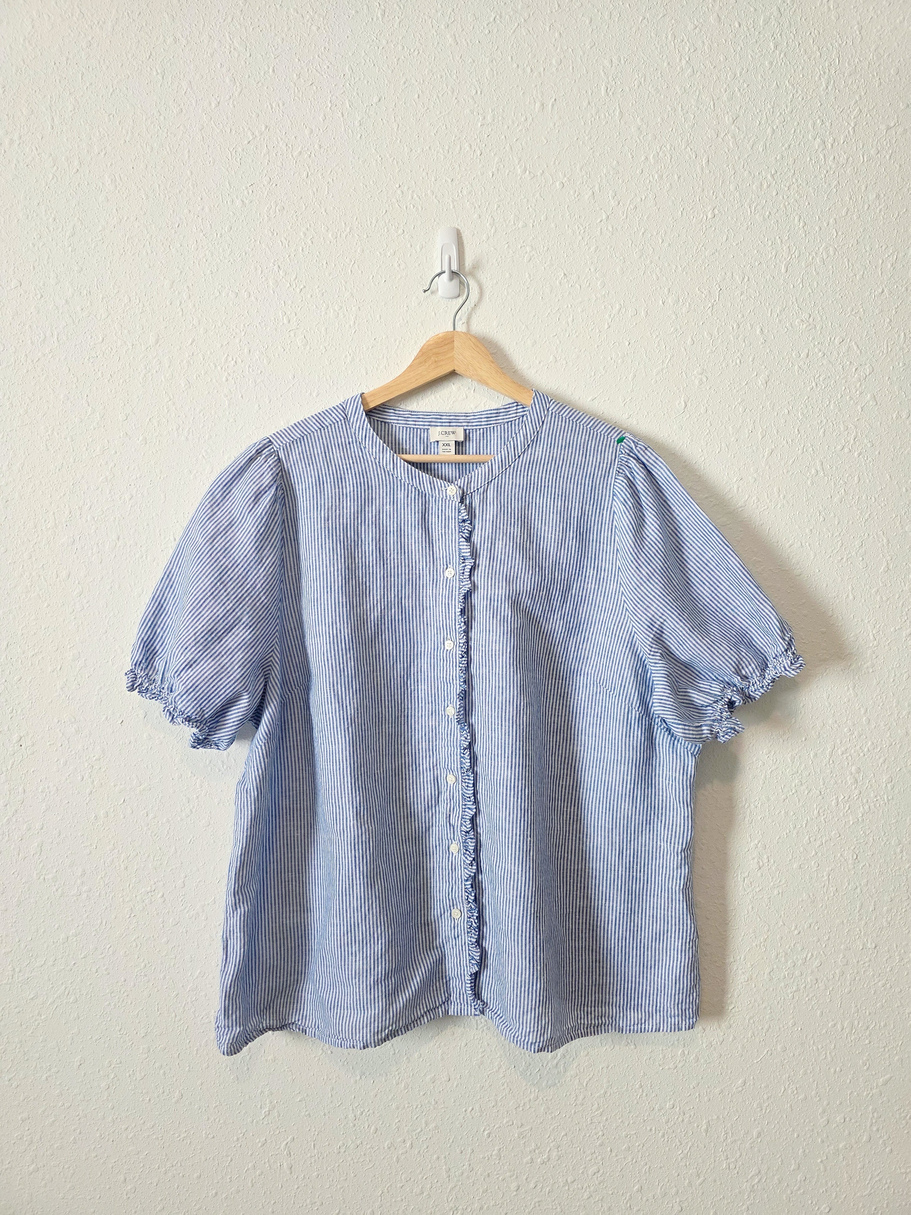 J.Crew Striped Linen Cotton Top (XXL)