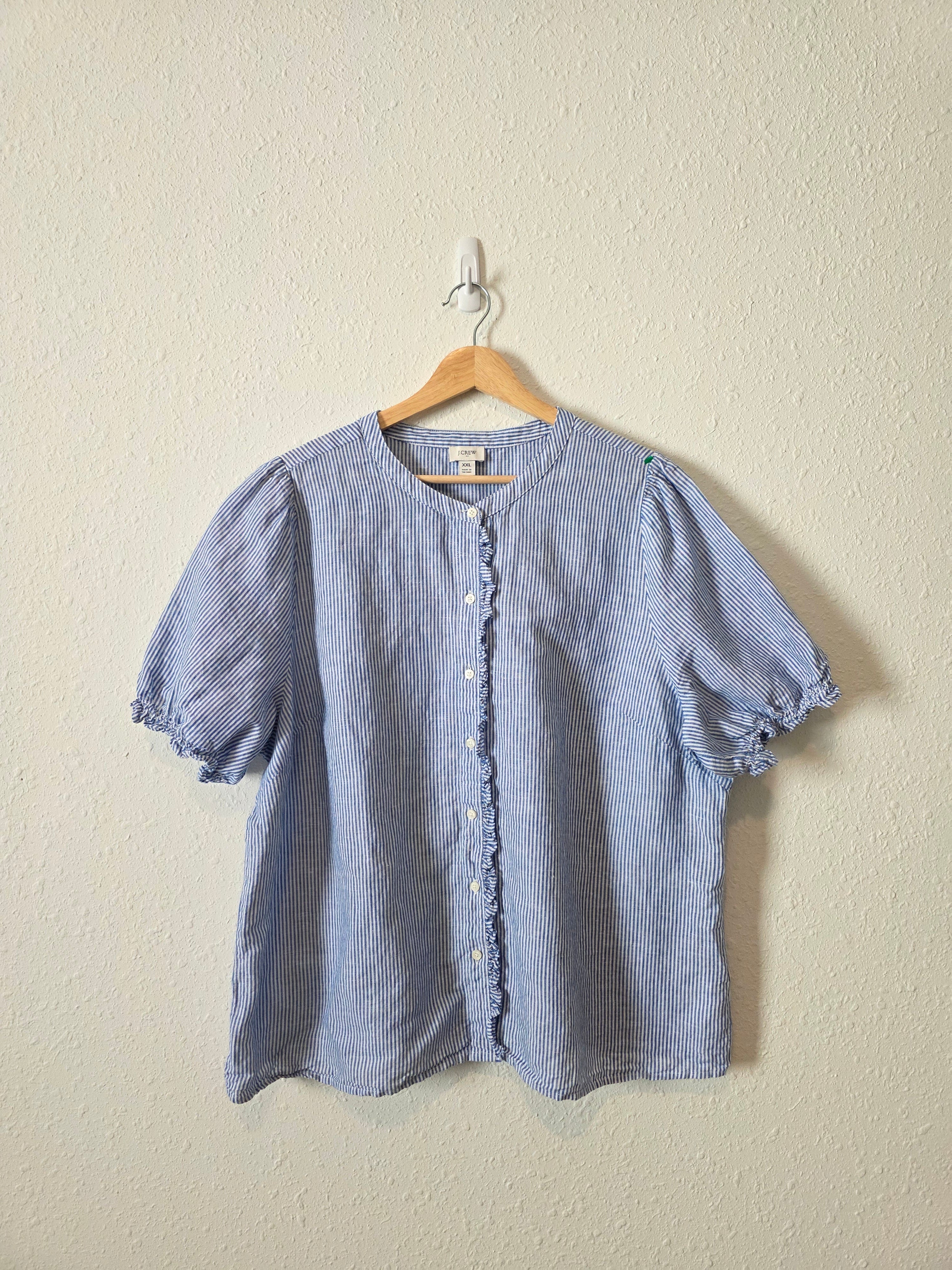 J.Crew Striped Linen Cotton Top (XXL)