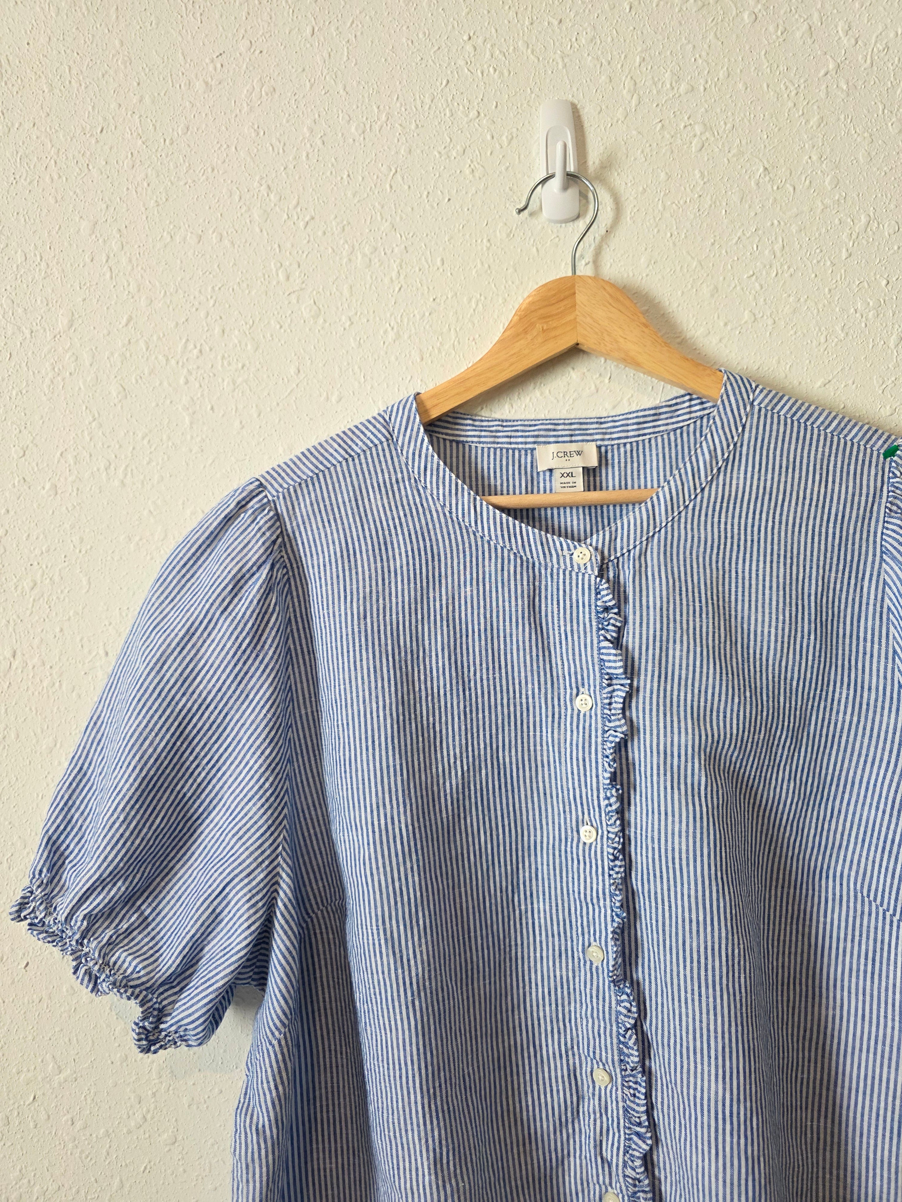J.Crew Striped Linen Cotton Top (XXL)