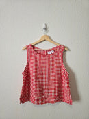 Red Gingham Linen Tank (L)