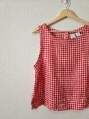 Red Gingham Linen Tank (L)
