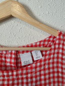 Red Gingham Linen Tank (L)