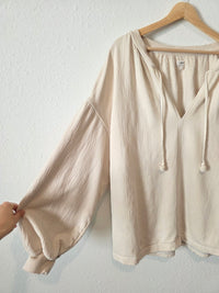Aerie Cream Tasseled Sweatshirt (L)