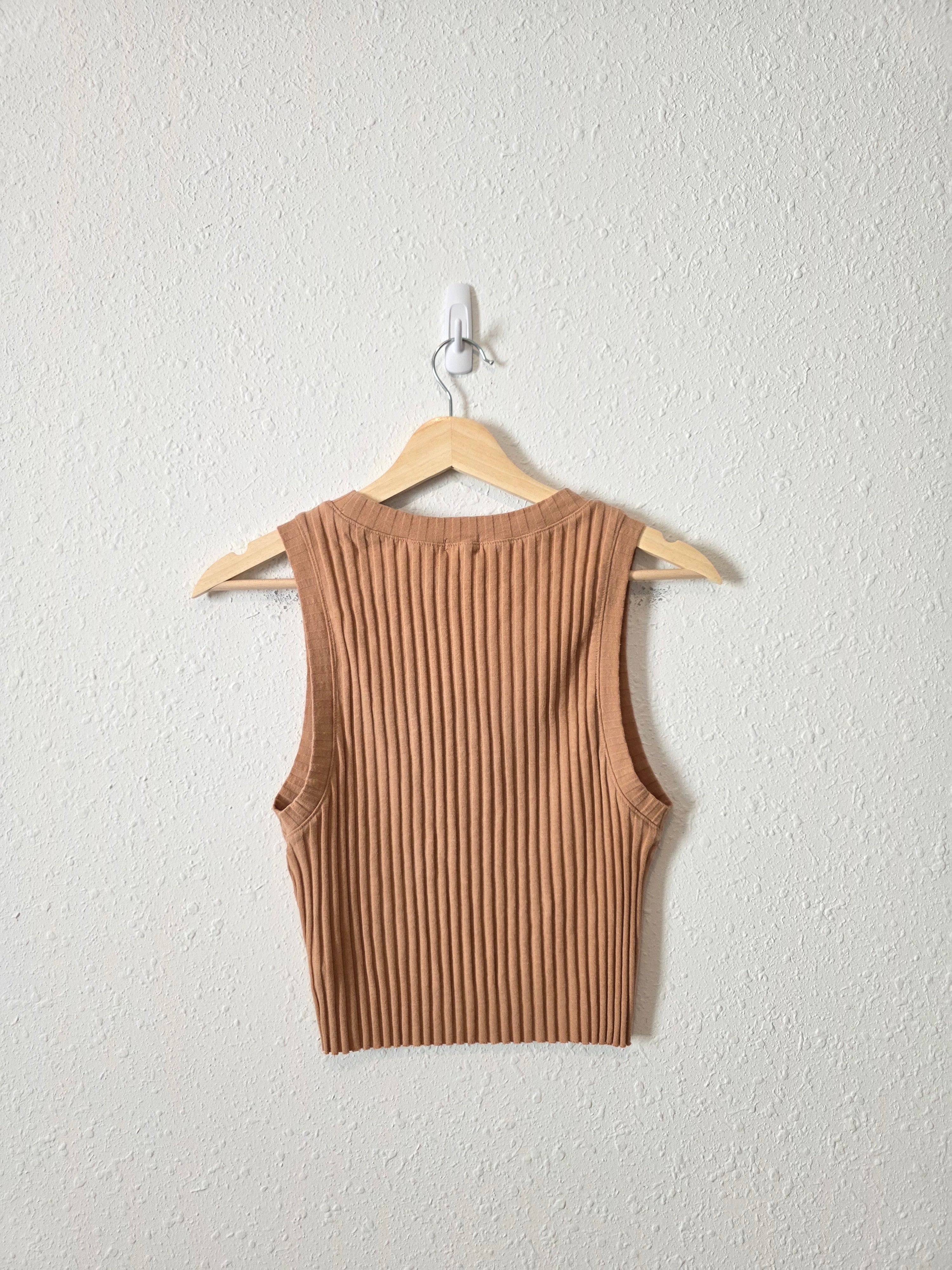 Aerie Neutral Ribbed Tank (L)