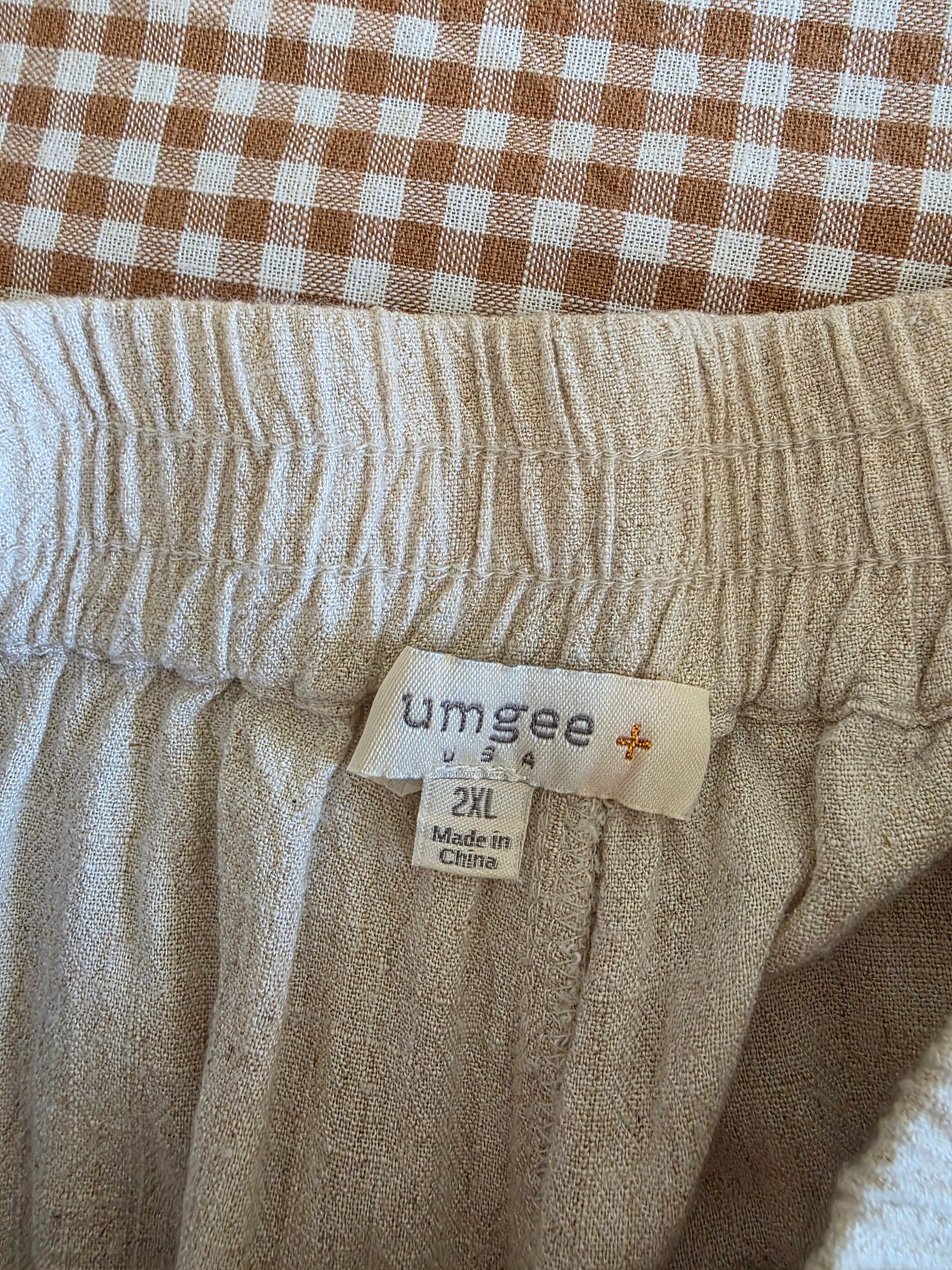 Umgee Linen Cotton Wide Leg Pants (2X)