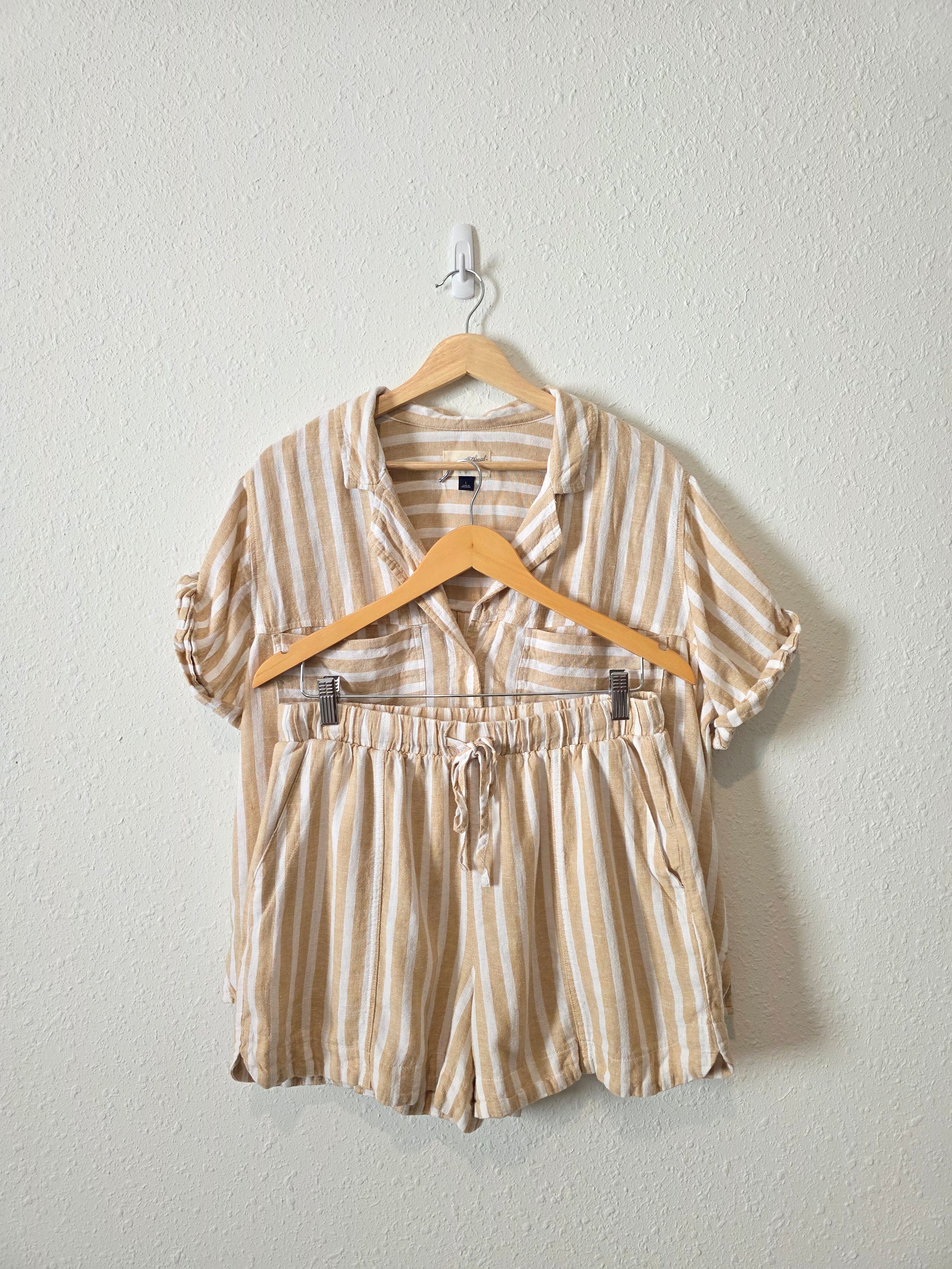 Striped Linen Blend Matching Set (M/L)