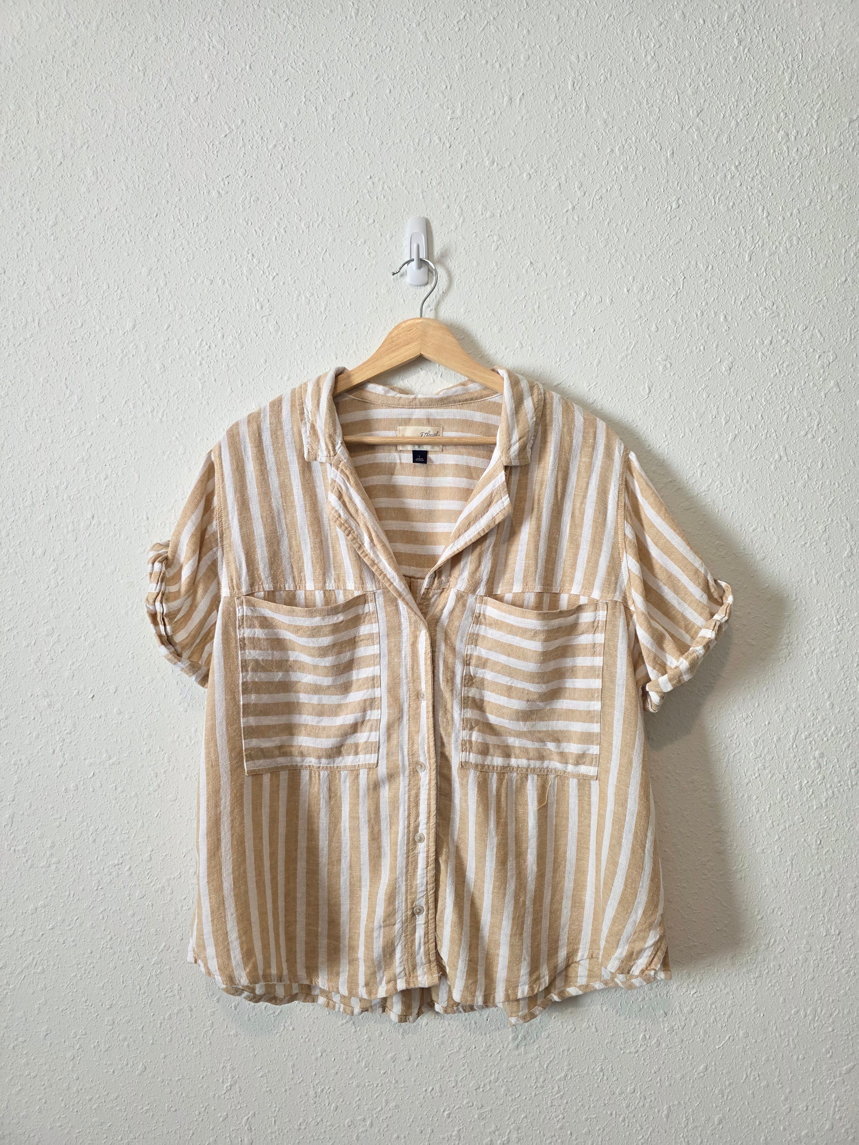 Striped Linen Blend Matching Set (M/L)