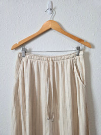 Linen Blend Striped Maxi Skirt (M)