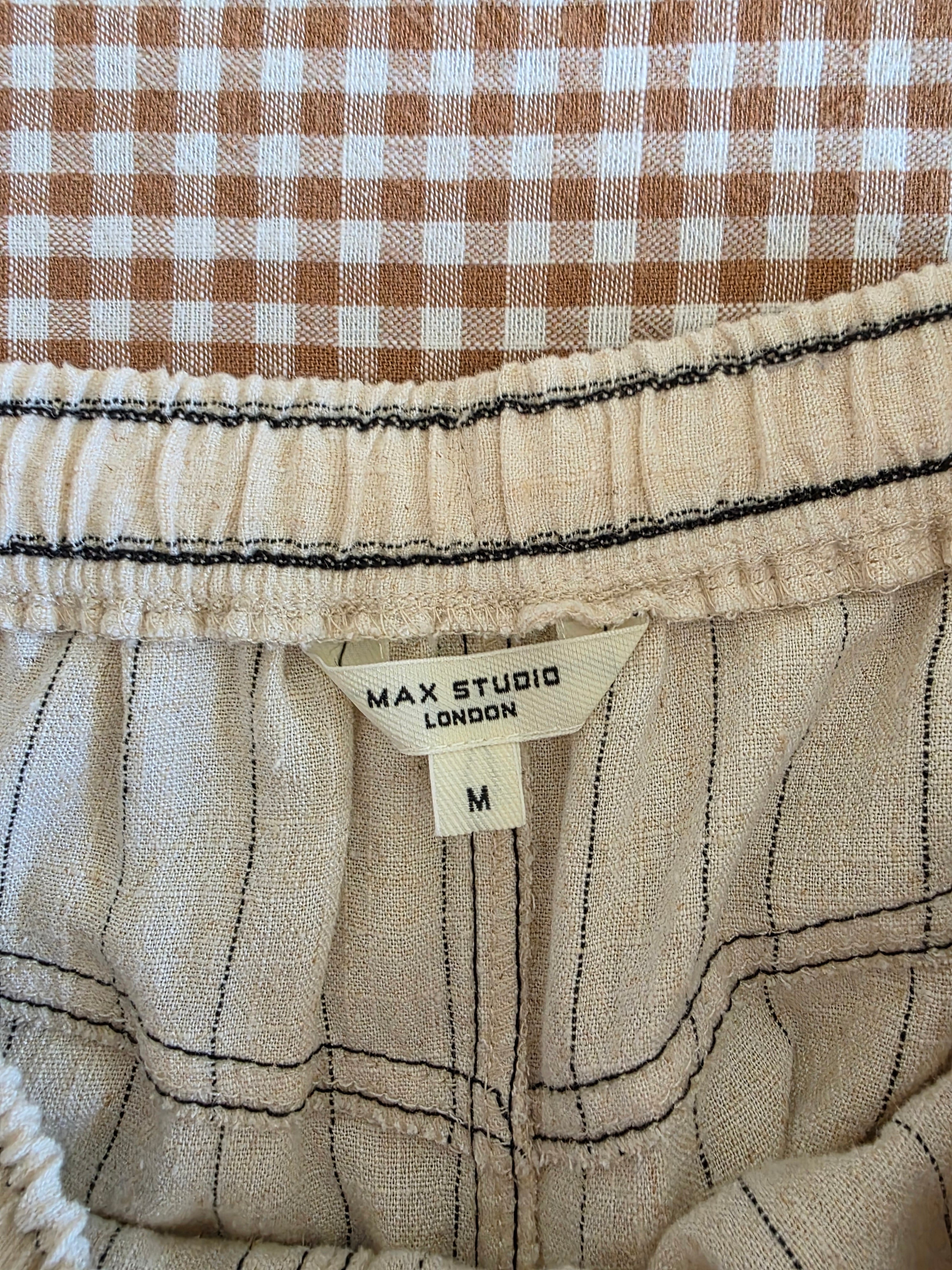 Linen Blend Striped Maxi Skirt (M)