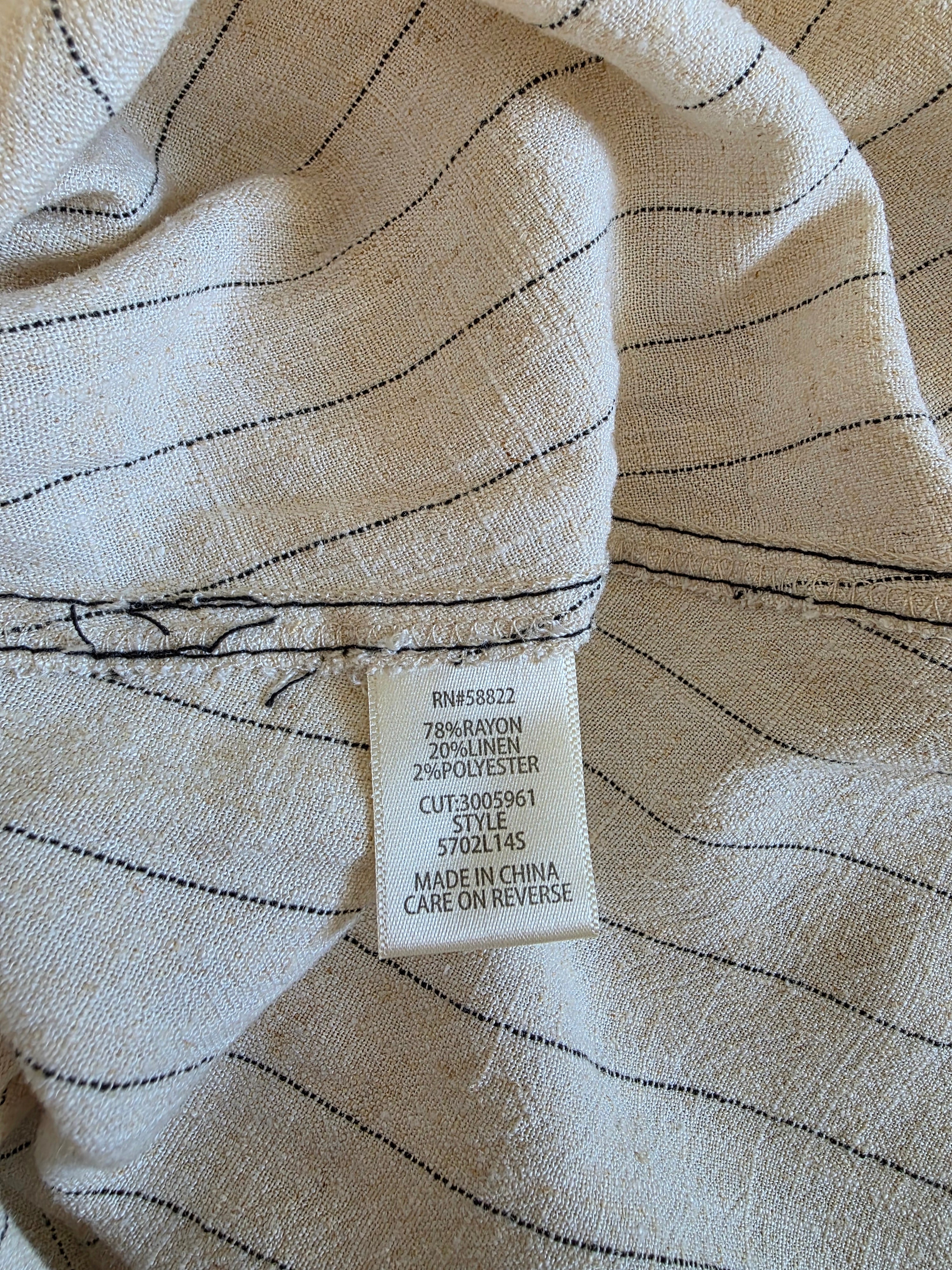 Linen Blend Striped Maxi Skirt (M)