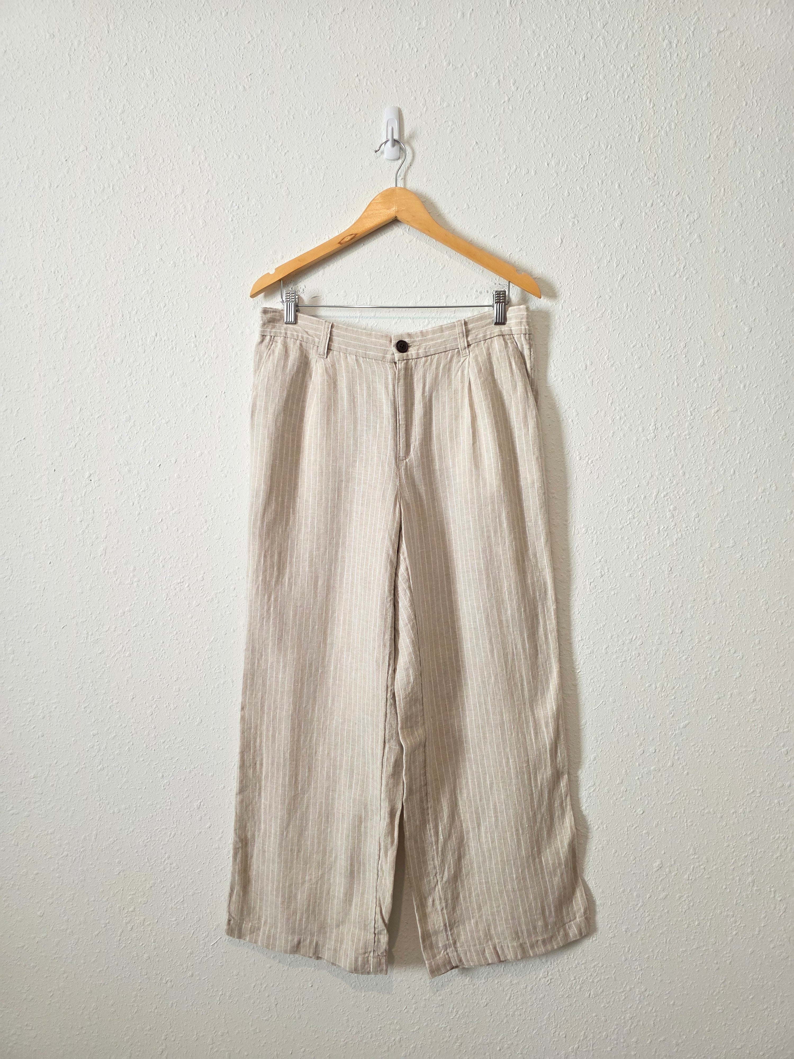 Striped Wide Leg Linen Pants (12P)
