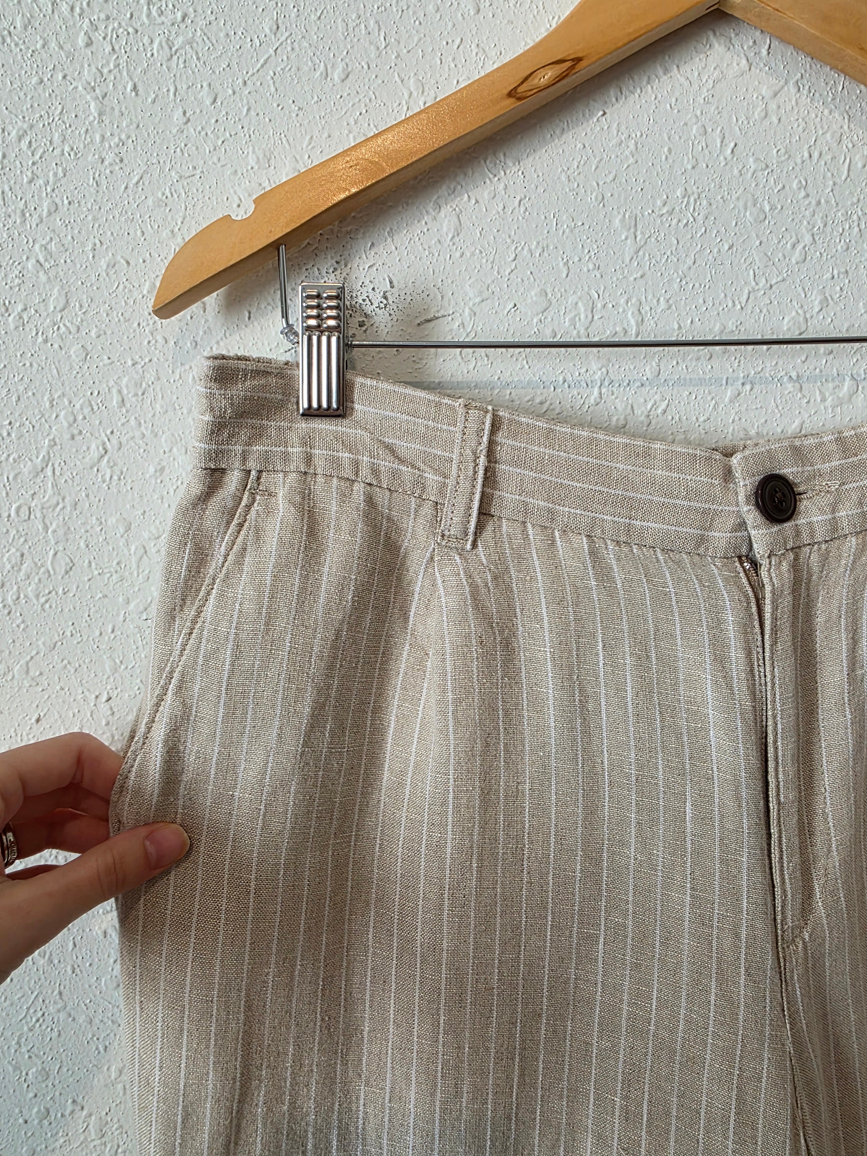 Striped Wide Leg Linen Pants (12P)
