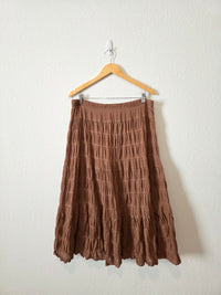 Brown Textured Midi Skirt (XL)