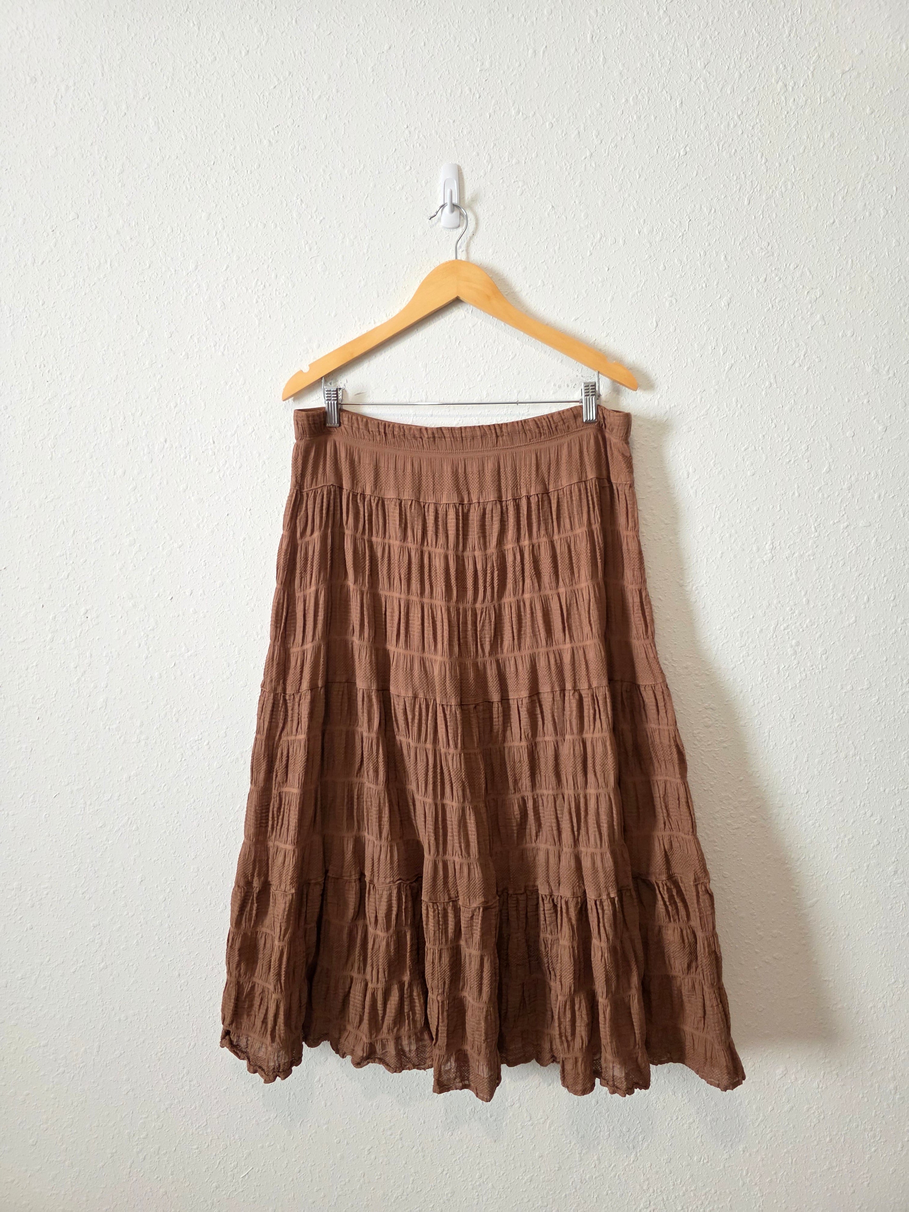 Brown Textured Midi Skirt (XL)