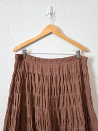 Brown Textured Midi Skirt (XL)