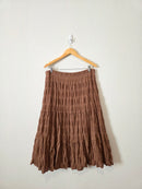 Brown Textured Midi Skirt (XL)