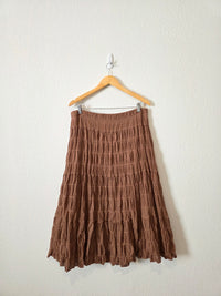 Brown Textured Midi Skirt (XL)