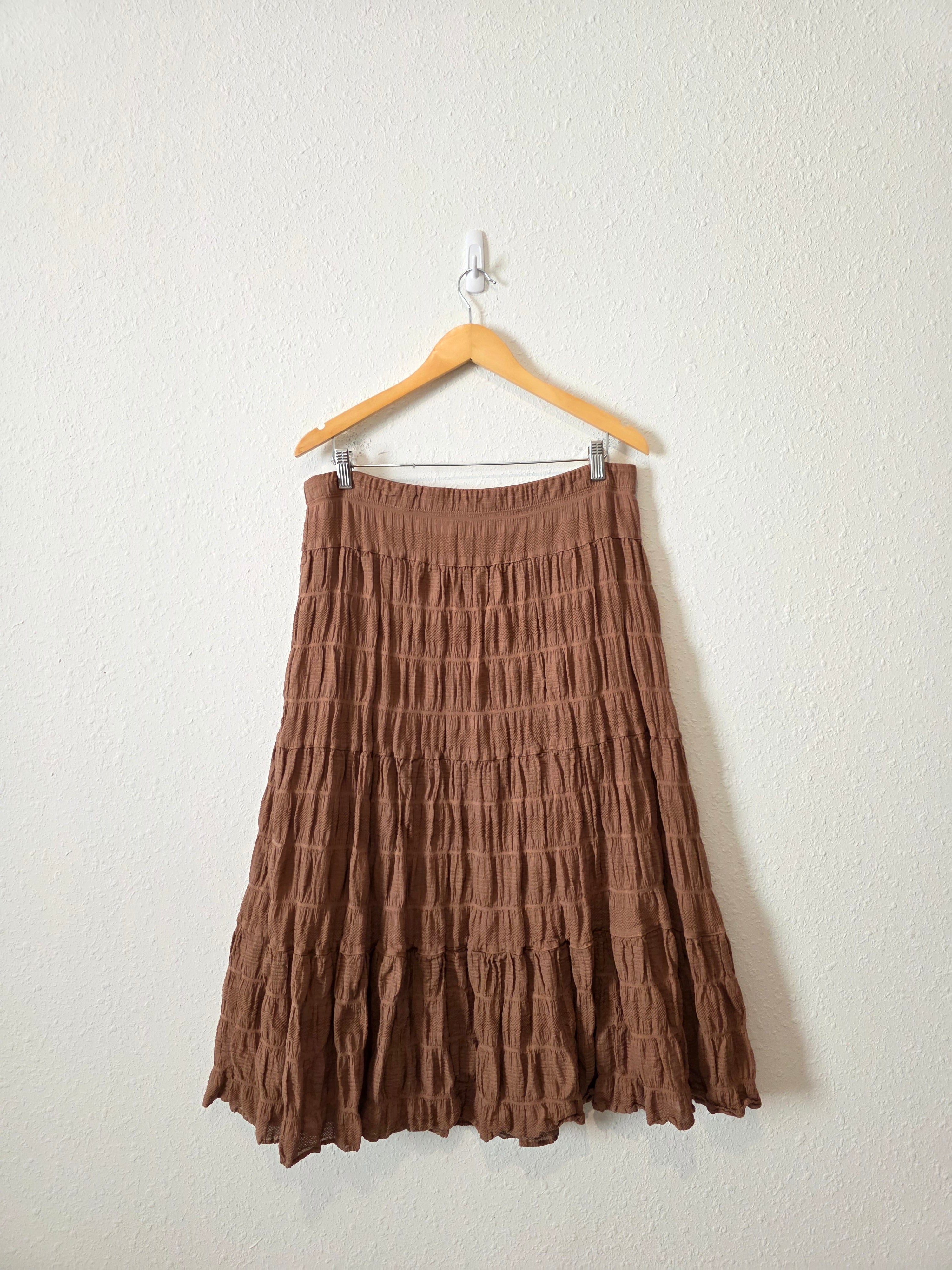 Brown Textured Midi Skirt (XL)