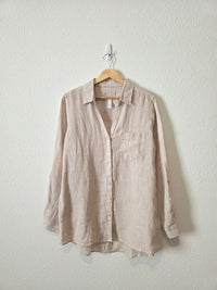 Neutral Linen Button Up Shirt (L)