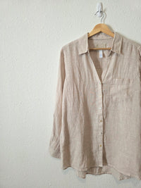 Neutral Linen Button Up Shirt (L)