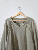 Aerie Olive Crochet Sweatshirt (XL)