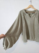 Aerie Olive Crochet Sweatshirt (XL)