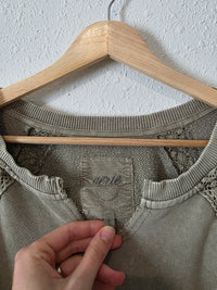 Aerie Olive Crochet Sweatshirt (XL)