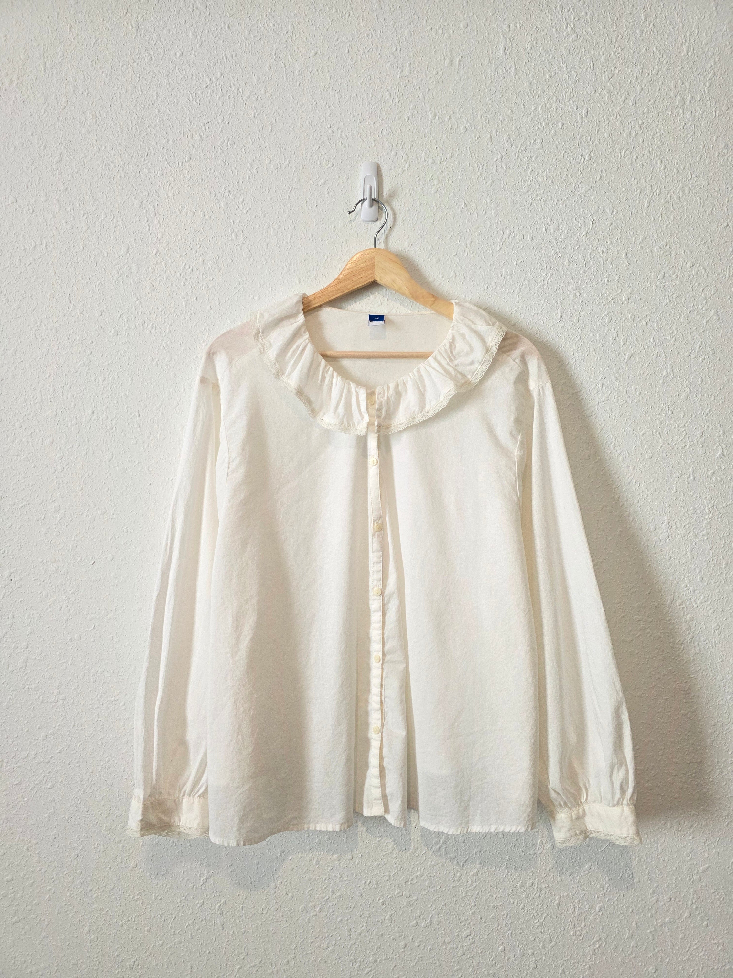 Collared Puff Sleeve Blouse (2X)