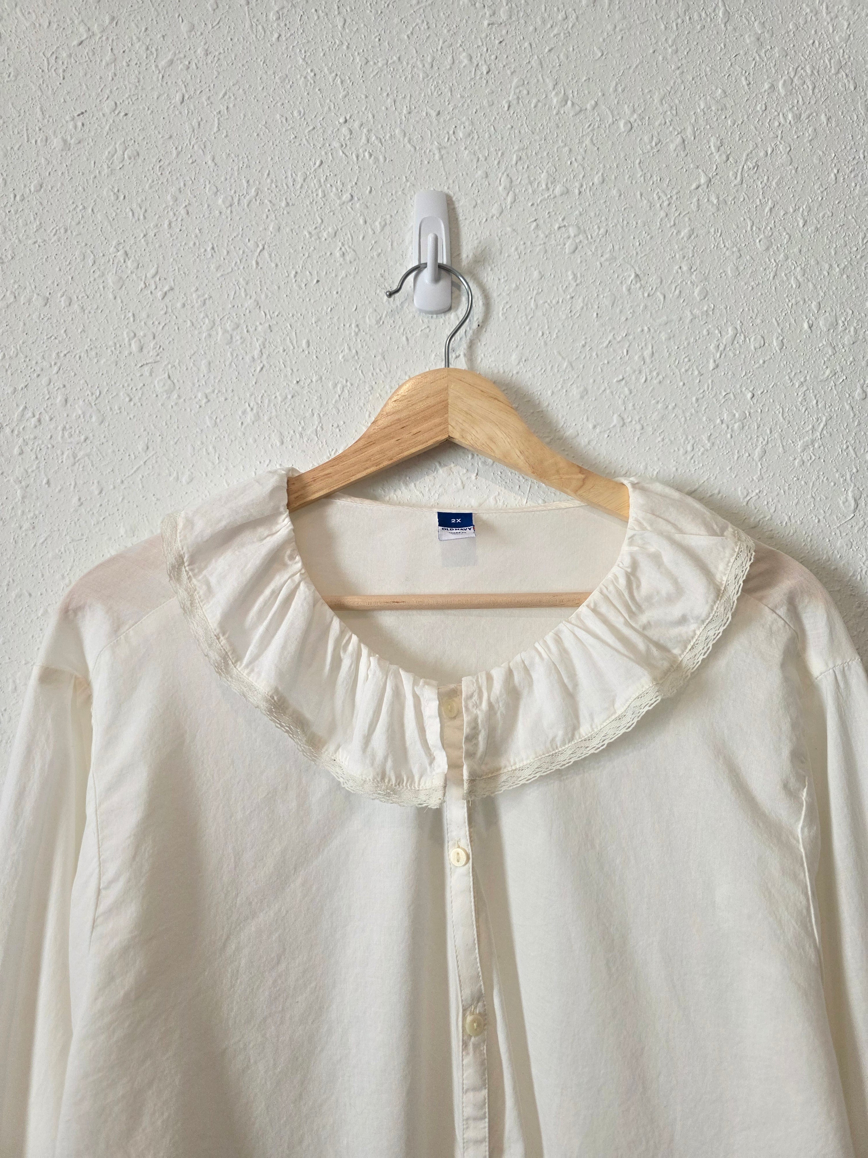 Collared Puff Sleeve Blouse (2X)