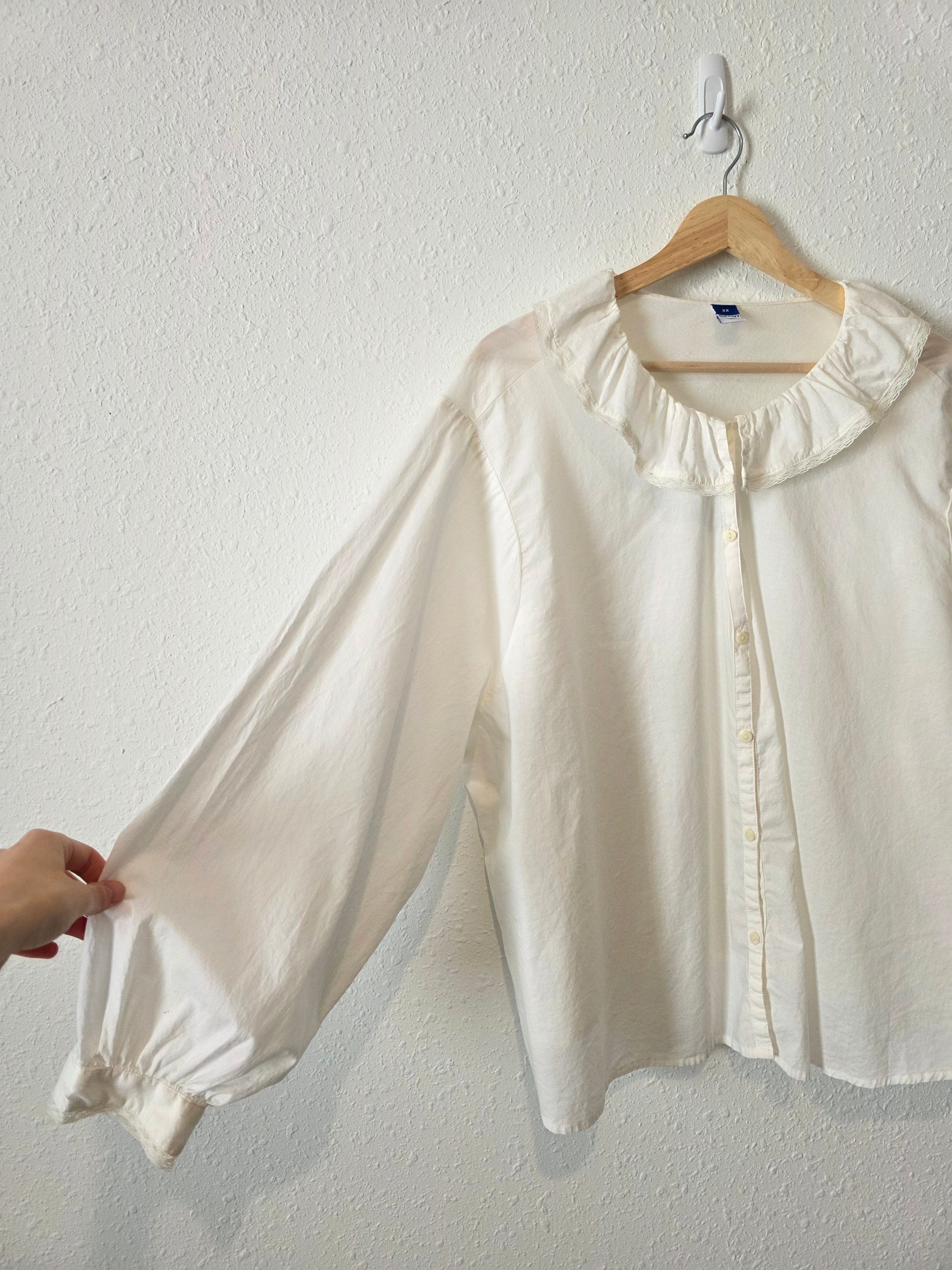 Collared Puff Sleeve Blouse (2X)