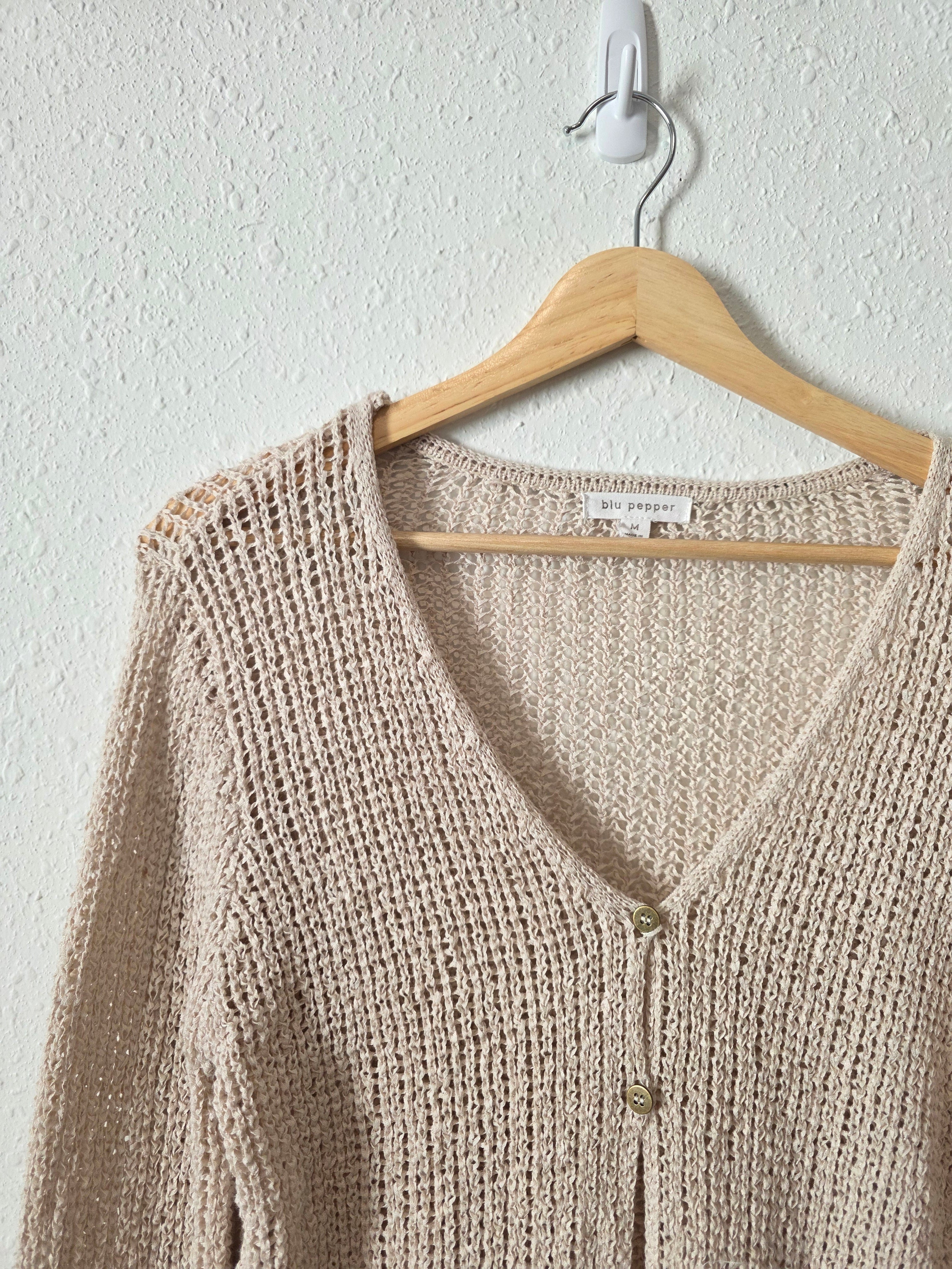 Blu Pepper Crochet Knit Cardigan (M)