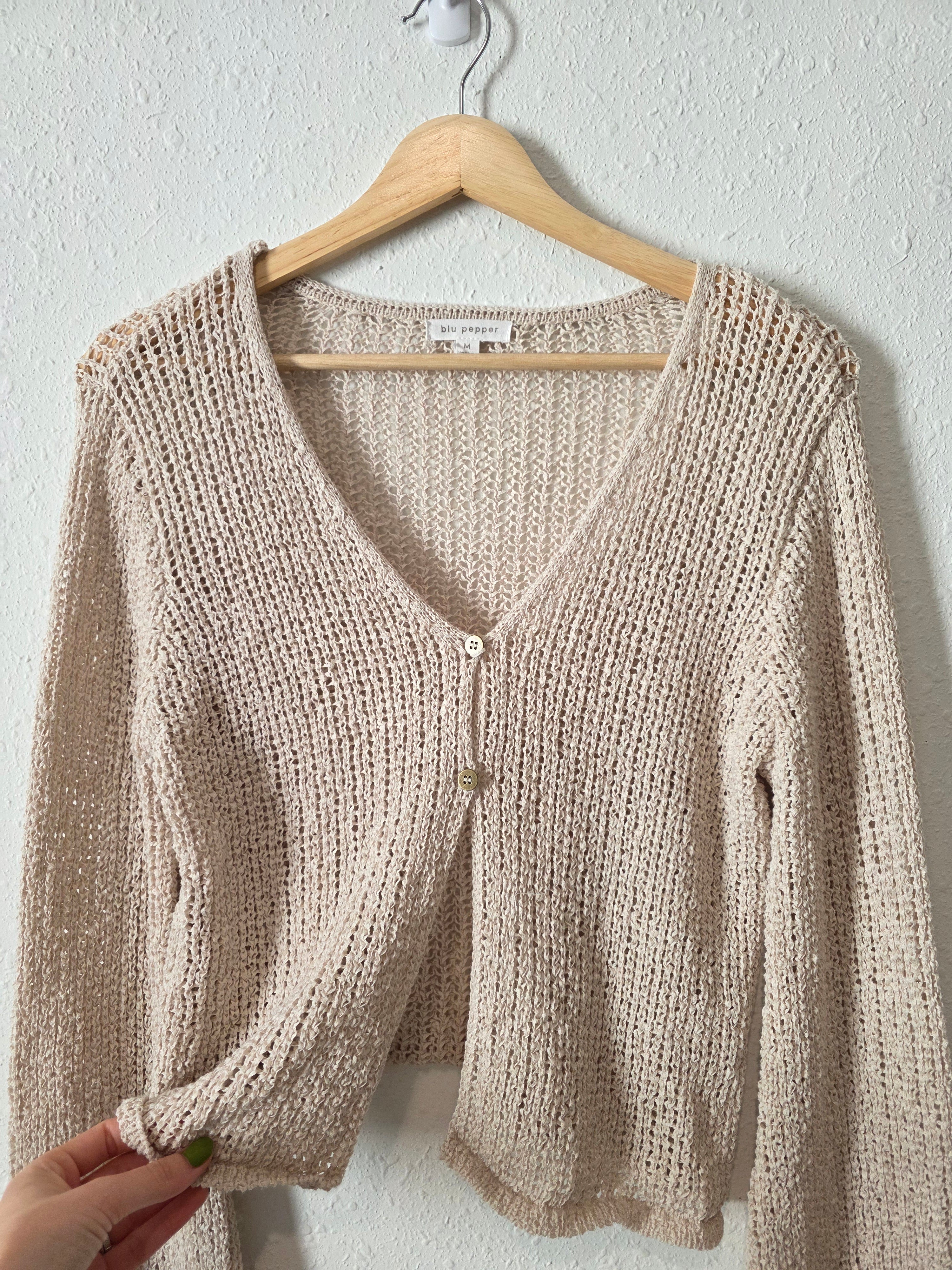 Blu Pepper Crochet Knit Cardigan (M)