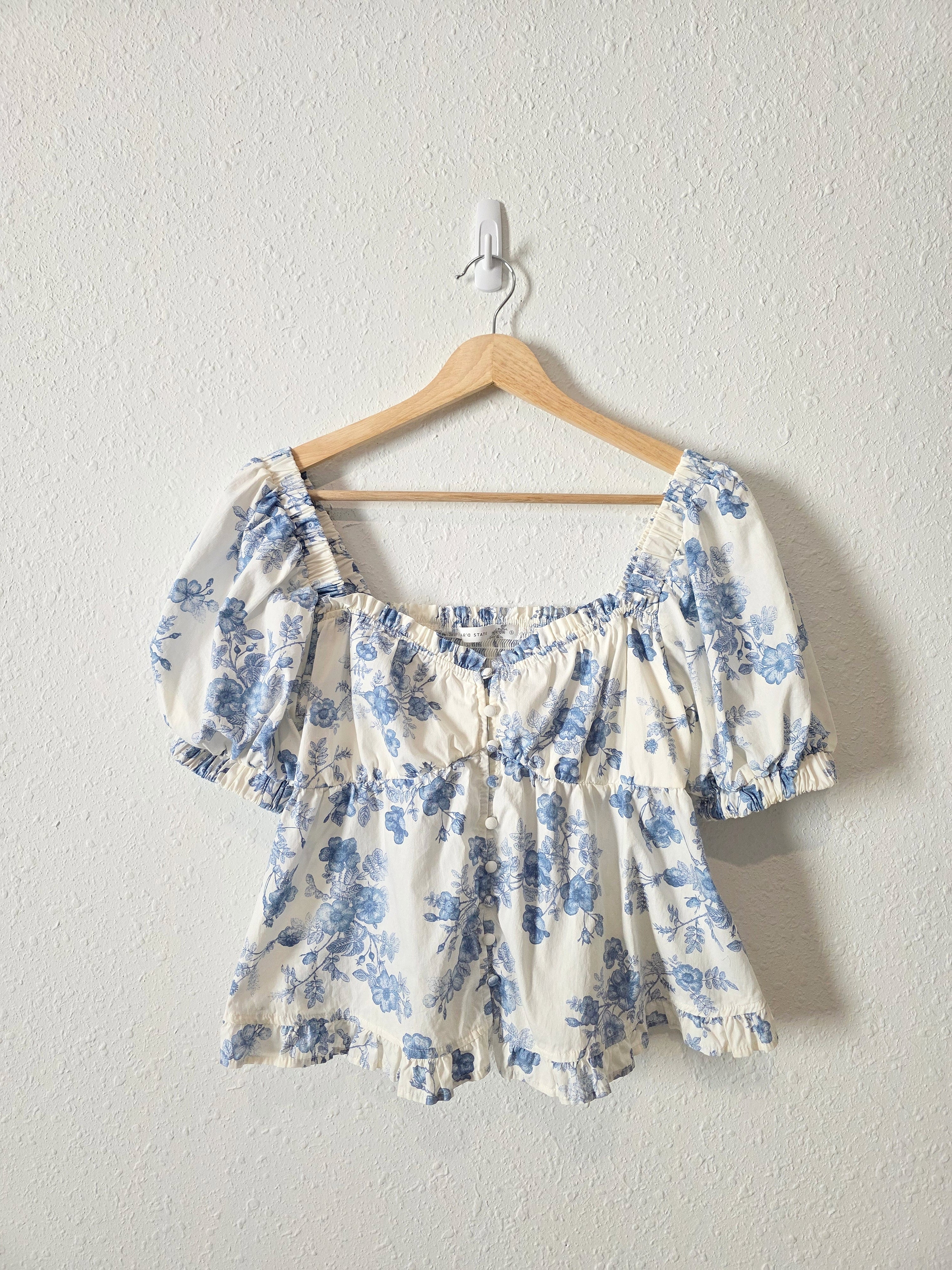 Altar'd State Floral Puff Sleeve Top (S)
