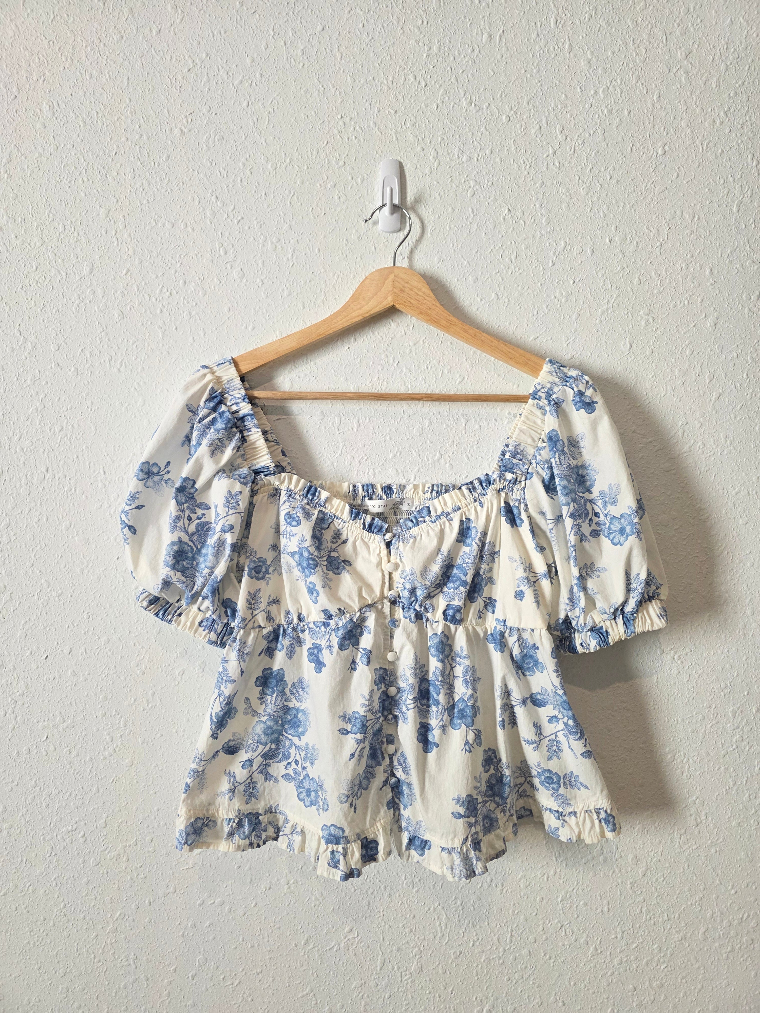 Altar'd State Floral Puff Sleeve Top (S)