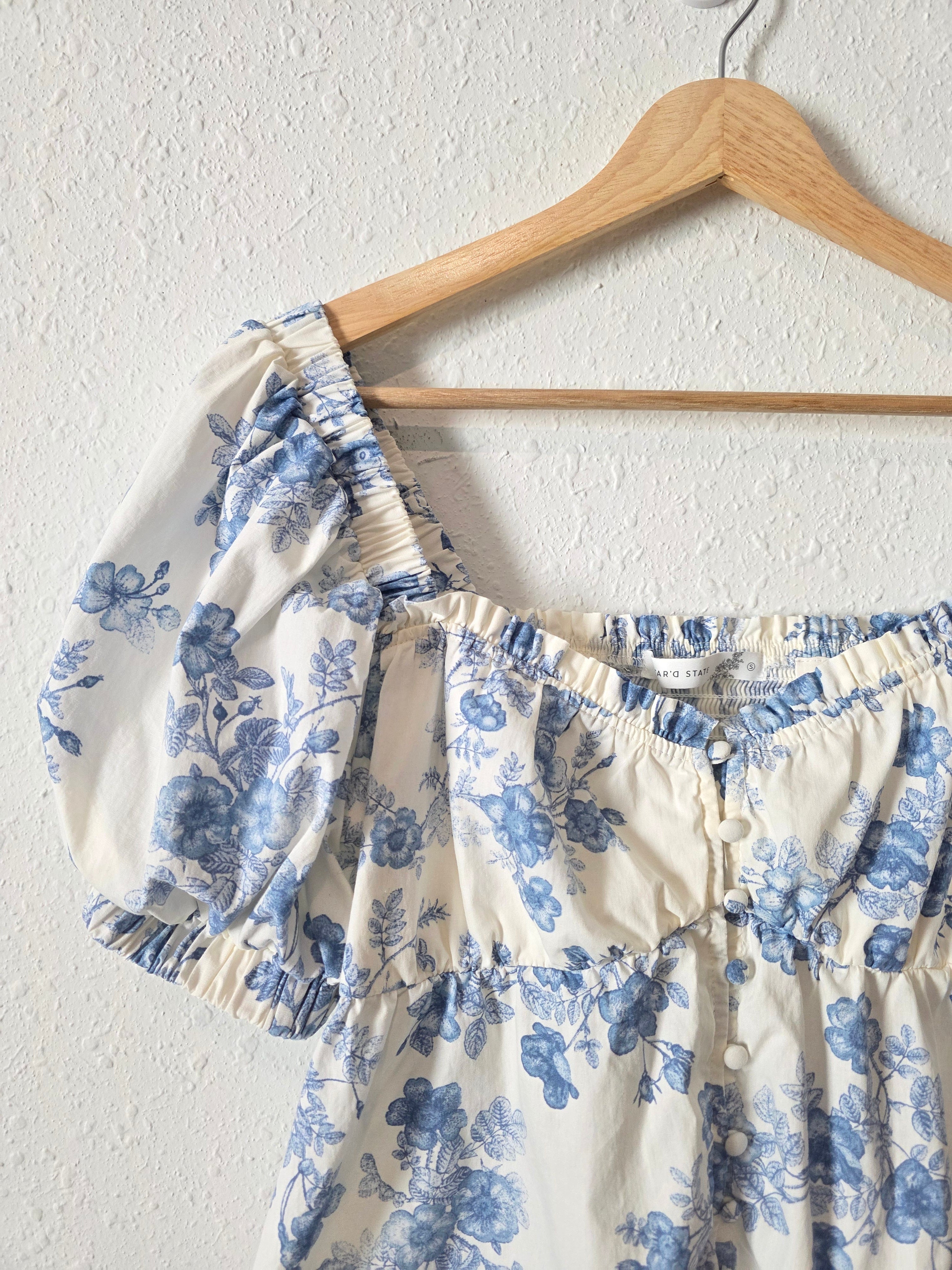 Altar'd State Floral Puff Sleeve Top (S)