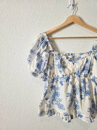 Altar'd State Floral Puff Sleeve Top (S)