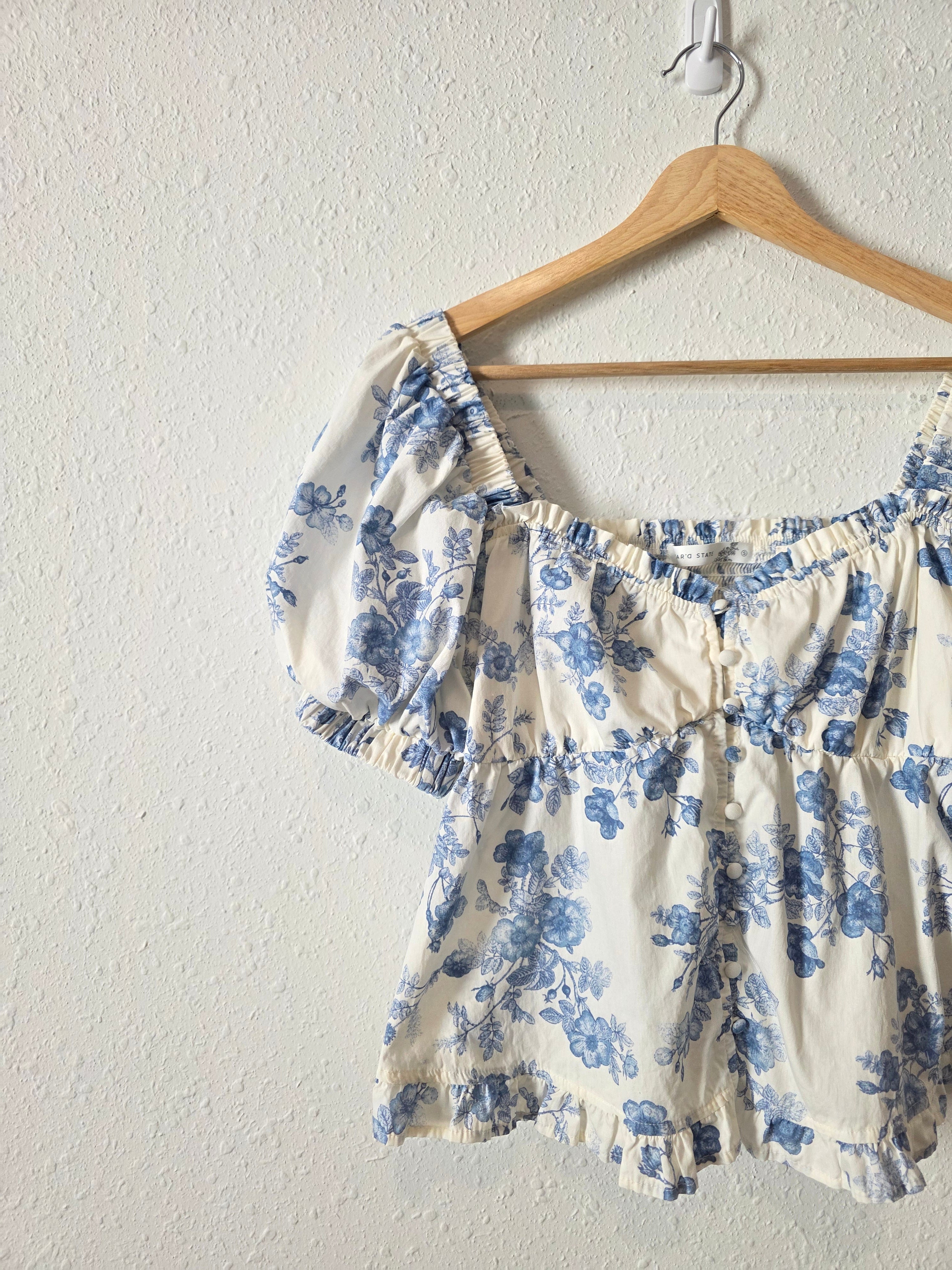 Altar'd State Floral Puff Sleeve Top (S)