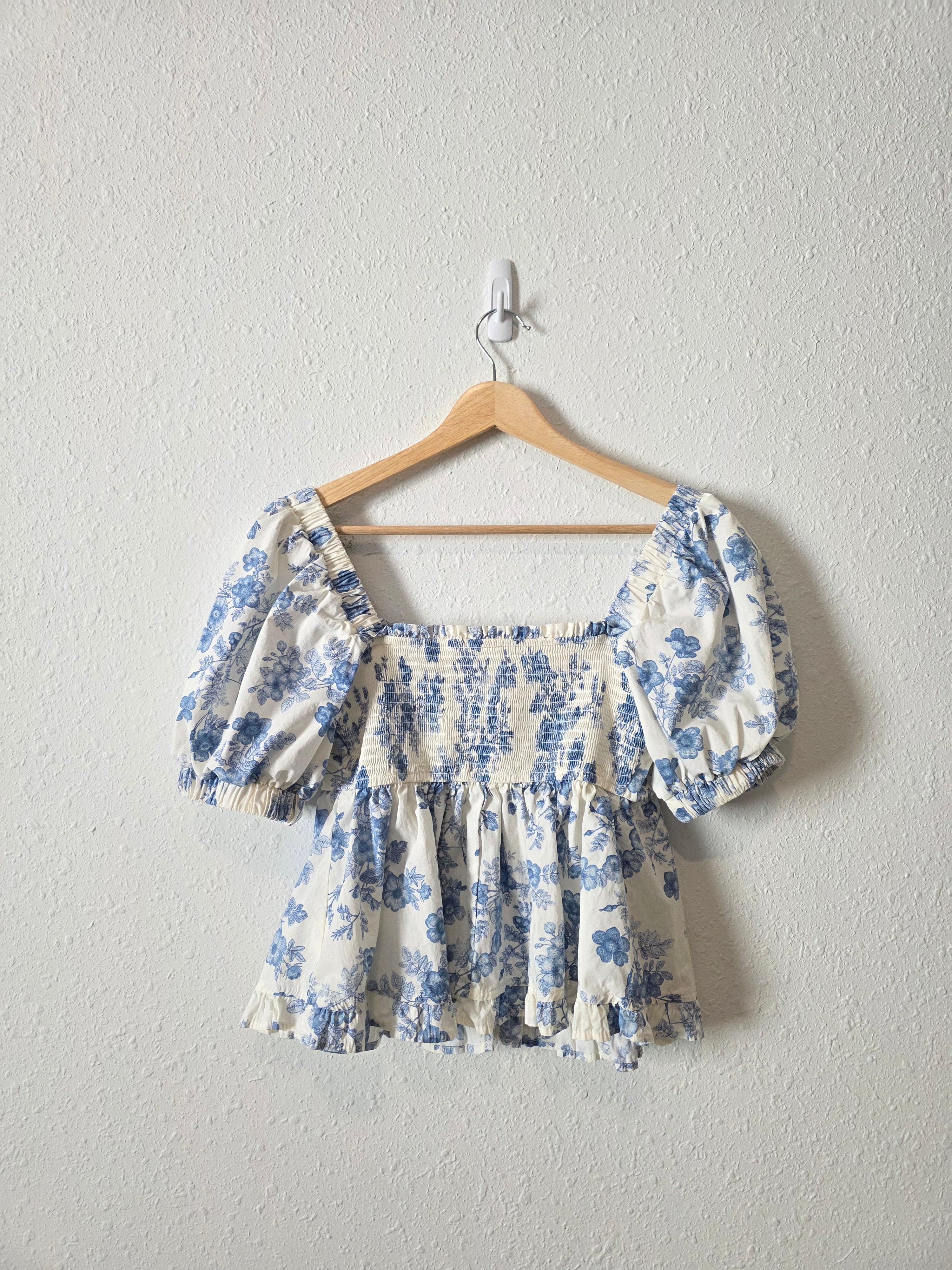 Altar'd State Floral Puff Sleeve Top (S)