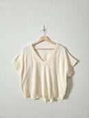 Madewell Cream Ribbed Top (L)