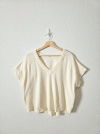 Madewell Cream Ribbed Top (L)