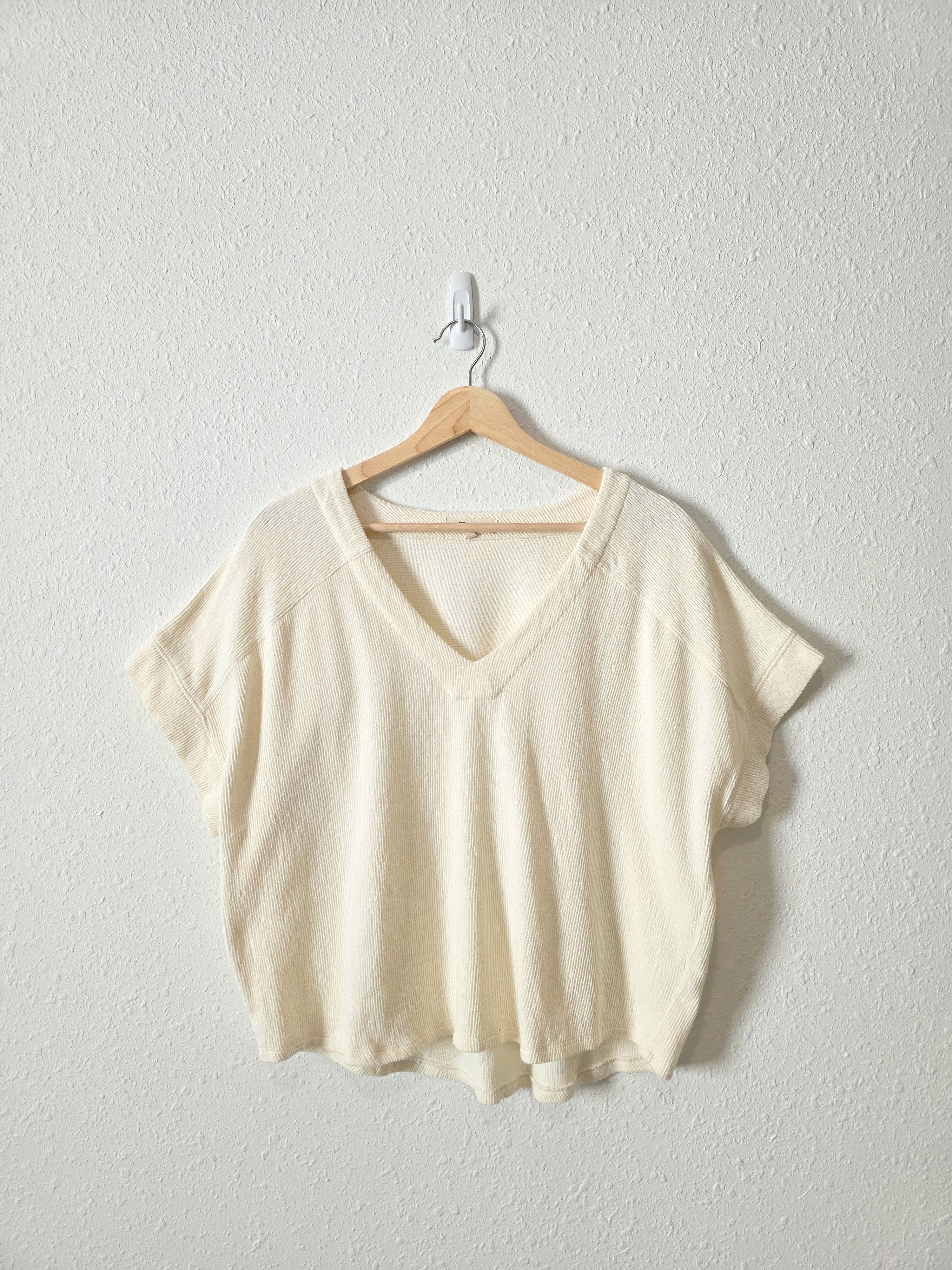 Madewell Cream Ribbed Top (L)
