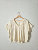 Madewell Cream Ribbed Top (L)